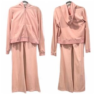 Zenana Pink Velour Tracksuit Medium Large New